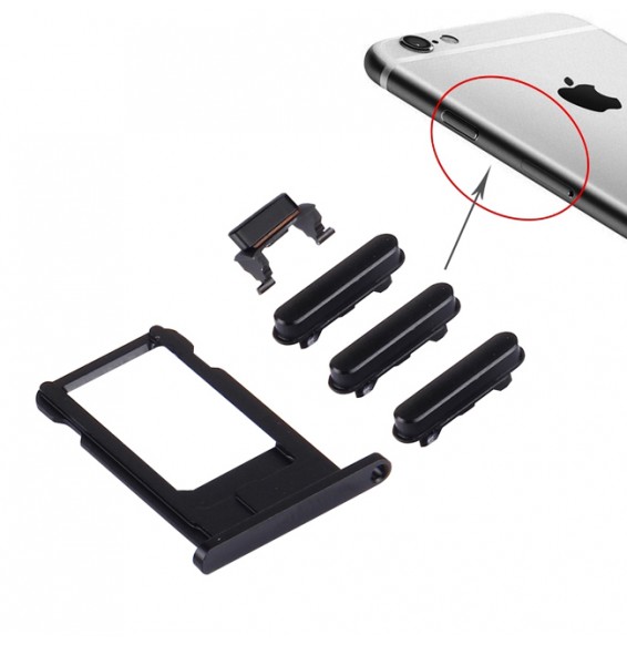Card Tray + Buttons for iPhone 6s Plus (Black)