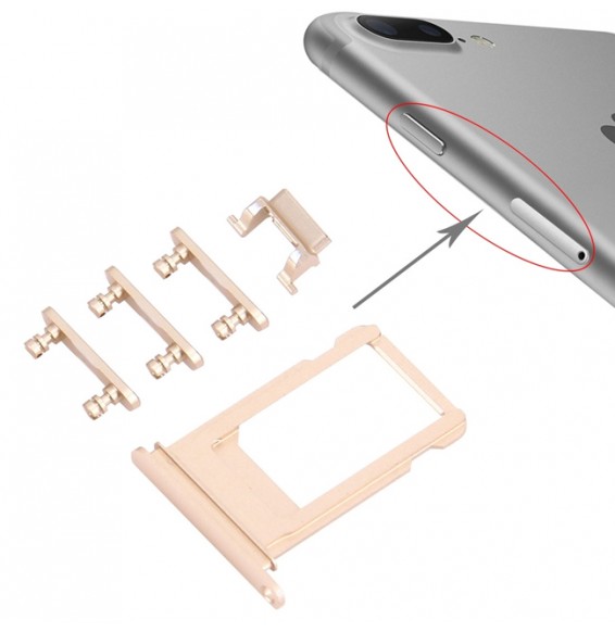 SIM Card Tray + Buttons for iPhone 7 Plus (Gold)