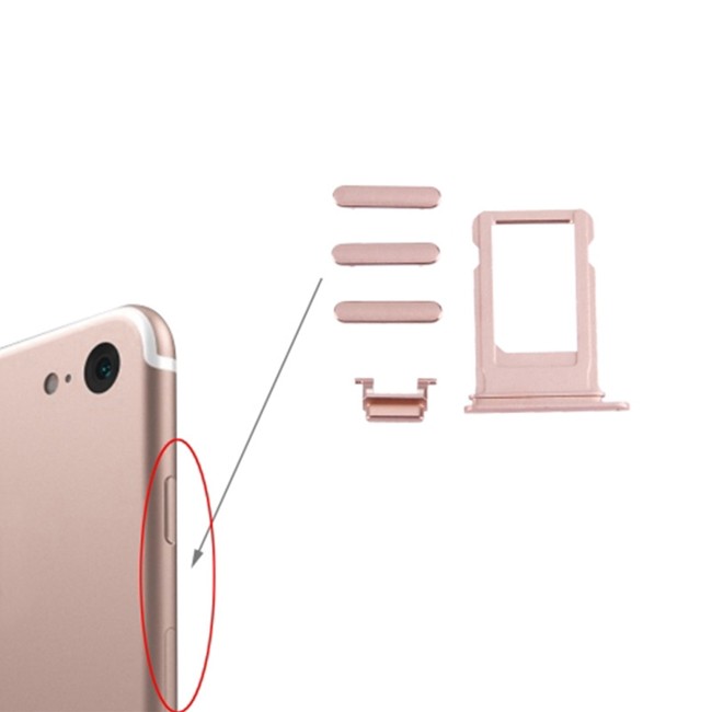 Simkaart houder + knoppen voor iPhone 7 (Rose gold) voor 7,90 €