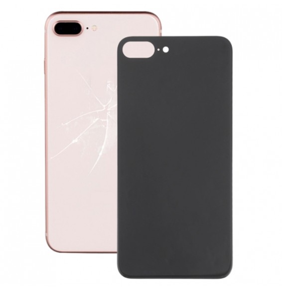 Back Cover Rear Glass with Adhesive for iPhone 8 Plus (Black)(With Logo)