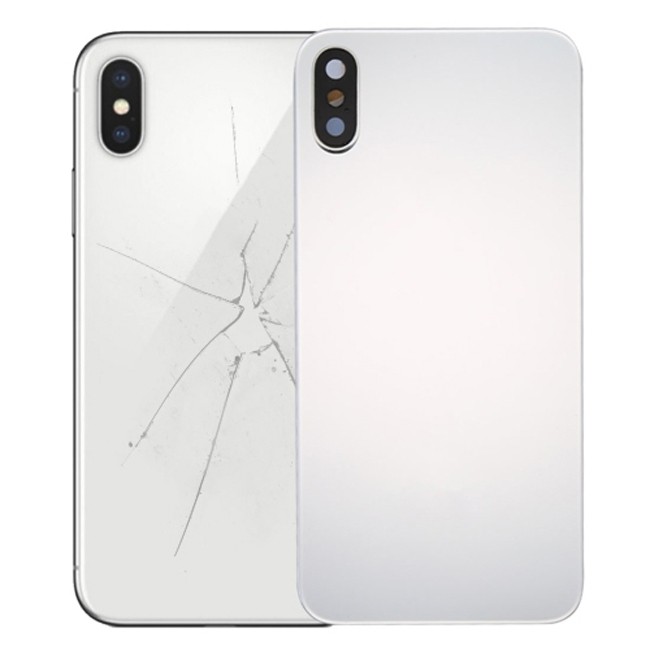 Back Cover Rear Glass with Lens & Adhesive for iPhone X (Silver)(With Logo) at 22,45 €