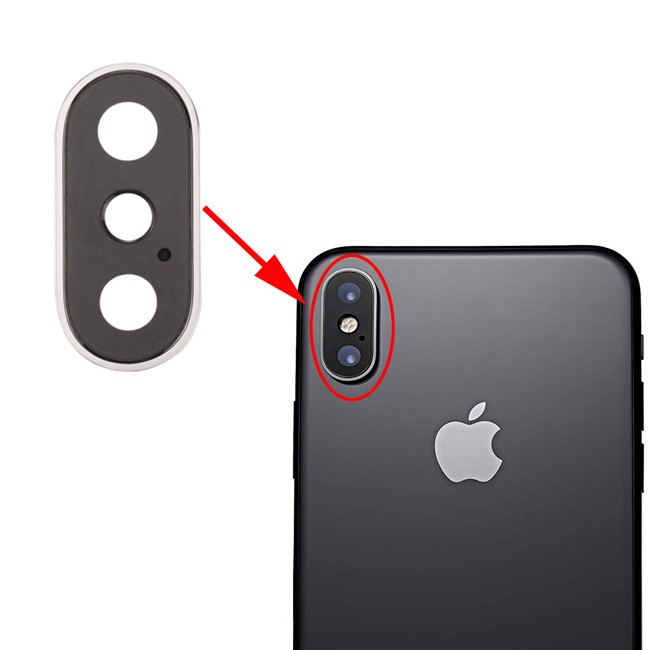 Camera Lens Glass for iPhone X (Silver) at 7,90 €