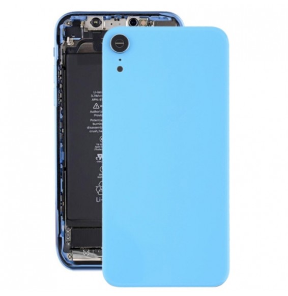 Back Cover Rear Glass with Lens & Adhesive for iPhone XR (Blue)(With Logo)