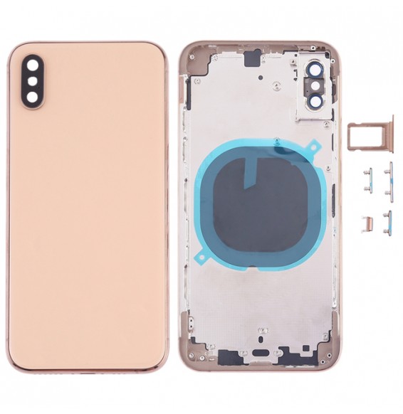 Full Back Housing Cover for iPhone XS (Gold)(With Logo)