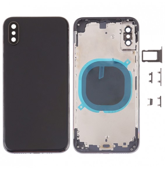 Full Back Housing Cover for iPhone XS (Black)(With Logo)