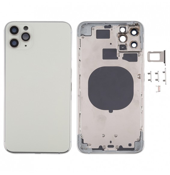 Full Back Housing Cover for iPhone 11 Pro Max (Silver)(With Logo)
