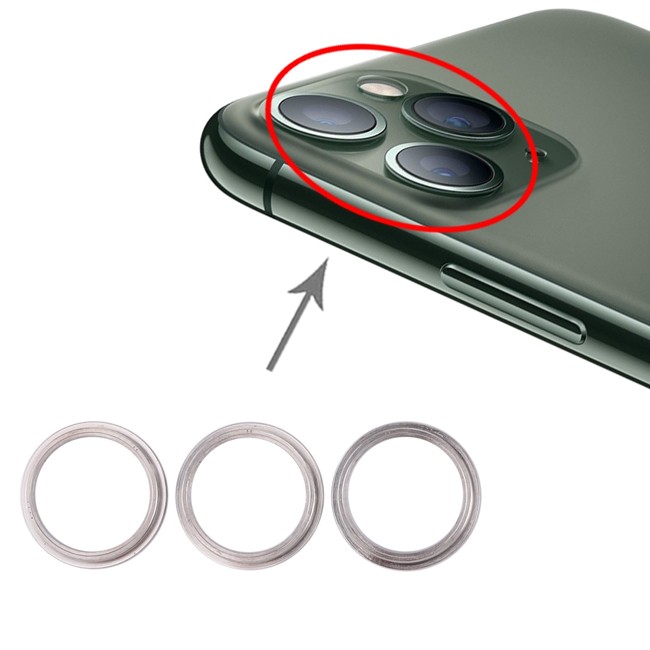 3x Achter camera metaal contour voor iPhone 11 Pro Max (Zilver) voor 9,45 €