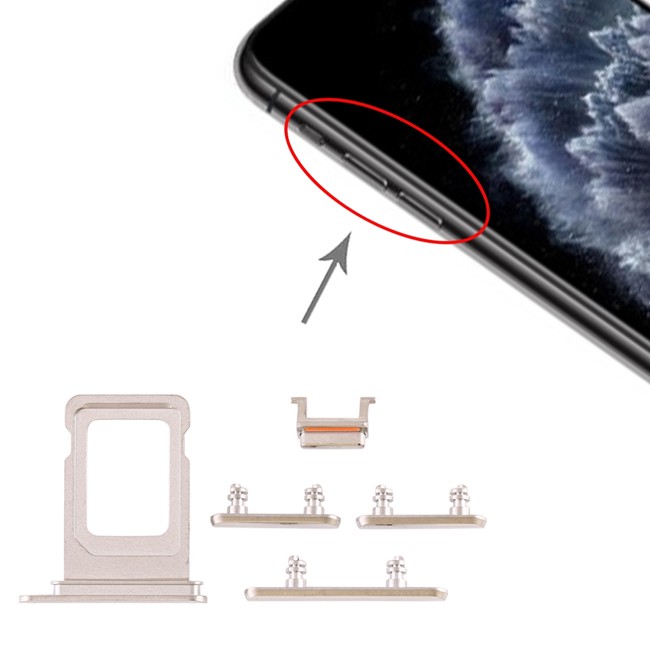 Simkaart houder + knoppen voor iPhone 11 Pro Max (Zilver) voor 9,90 €