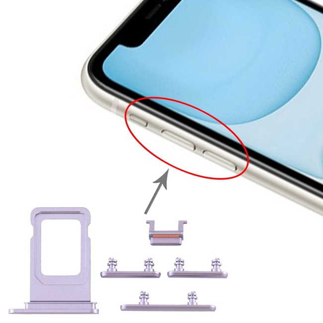SIM Card Tray + Buttons for iPhone 11 (Purple) at 8,90 €