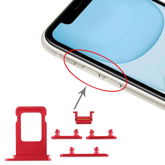 SIM Card Tray + Buttons for iPhone 11 (Red) at 8,90 €