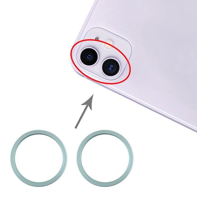 2x Camera Metal Hoop Ring for iPhone 11 (Green) at 6,85 €