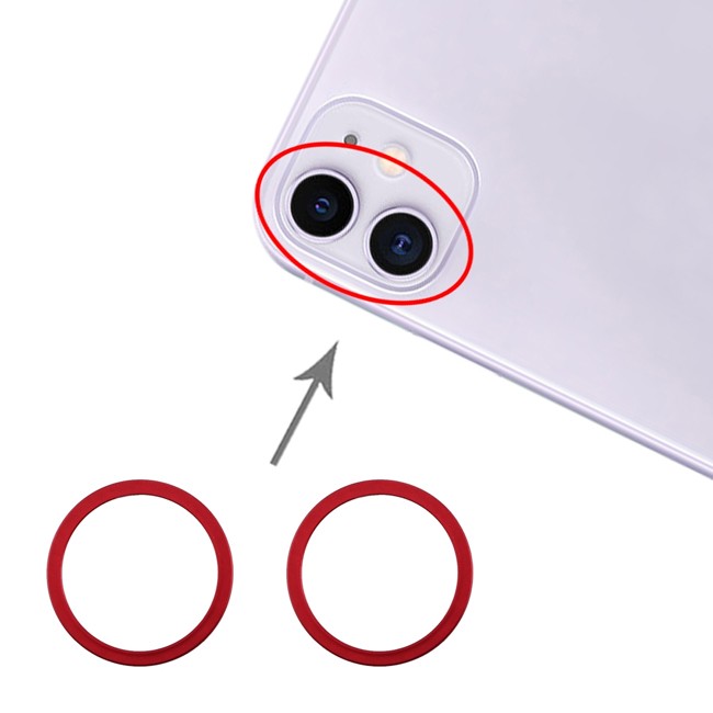 2x Camera metaal contour voor iPhone 11 (Rood) voor 6,85 €