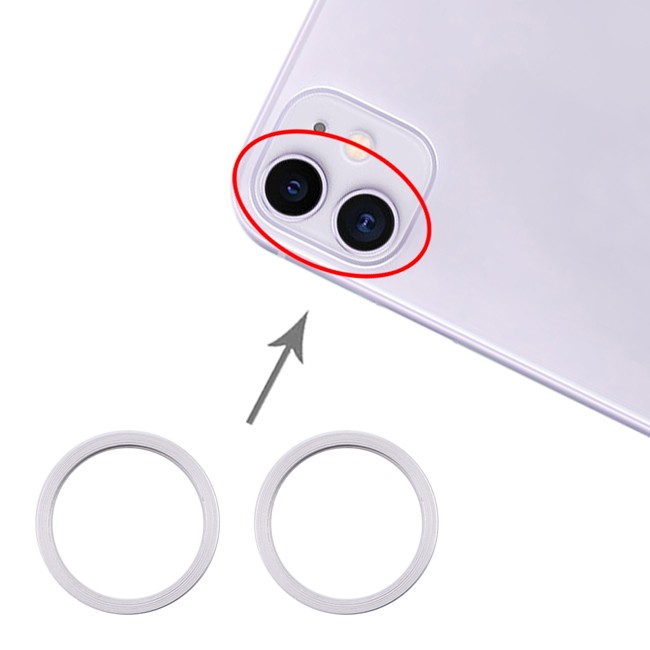 2x Camera Metal Hoop Ring for iPhone 11 (Silver) at 6,85 €