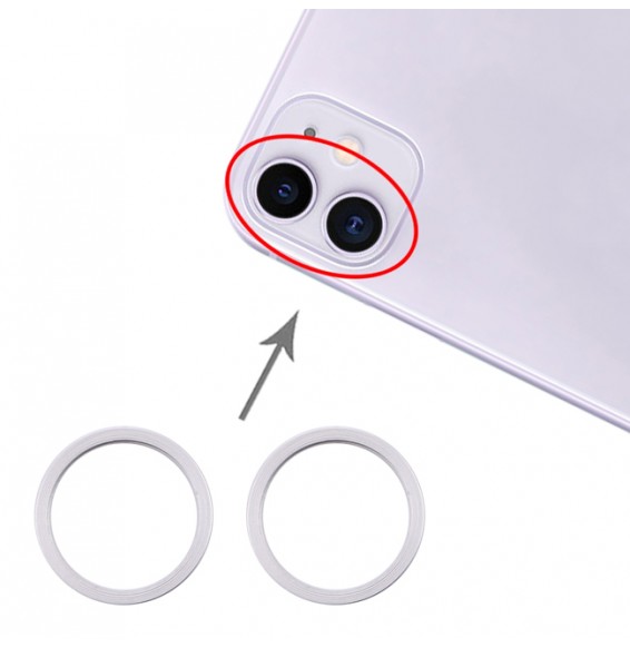 2x Camera Metal Hoop Ring for iPhone 11 (Silver)
