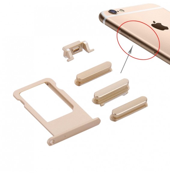 Card Tray + Buttons for iPhone 6s Plus (Gold)