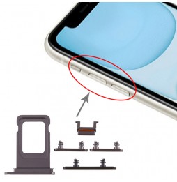 SIM Card Tray + Buttons for iPhone 11 (Black) at 8,90 €
