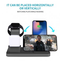 3-in-1 Snelle draadloze oplader station voor iPhone, Apple Watch, AirPods (Grijs) voor 31,95 €