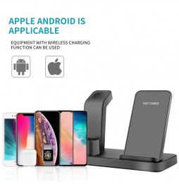 3-in-1 Schnelles kabelloses Ladegerät Station für iPhone, Apple Watch, AirPods (Grau) für 31,95 €