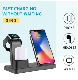 3 in 1 Fast Wireless Charger Station for iPhone, Apple Watch, AirPods (Grey) at 31,95 €