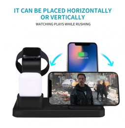 3-in-1 Snelle draadloze oplader station voor iPhone, Apple Watch, AirPods (Zwart) voor 31,95 €