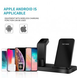 3-in-1 Snelle draadloze oplader station voor iPhone, Apple Watch, AirPods (Zwart) voor 31,95 €