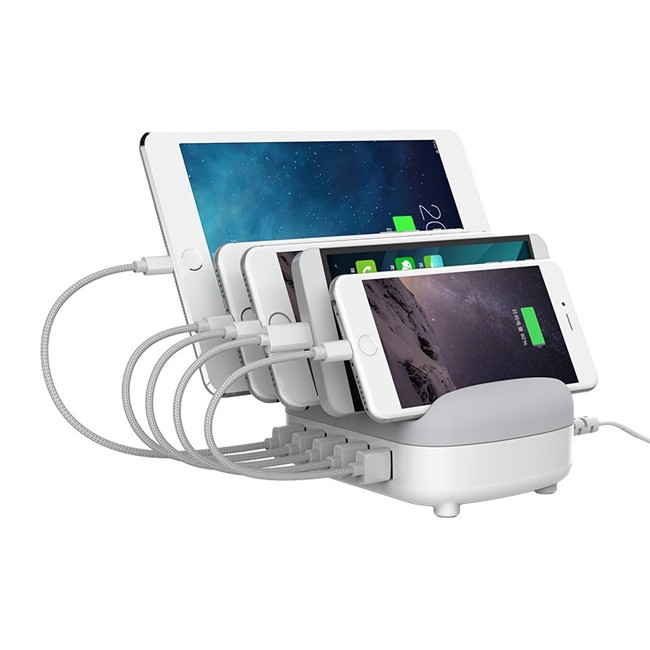5x Slimme USB laadstation voor telefoons en tablets 40W (Wit) voor 39,95 €