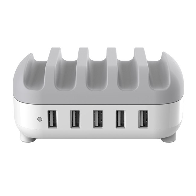 Station de chargement 5x USB intelligent pour téléphones et tablettes 40W (Blanc)