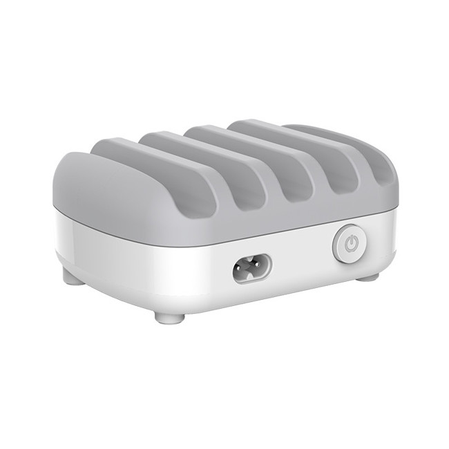 Station de chargement 5x USB intelligent pour téléphones et tablettes 40W (Blanc)