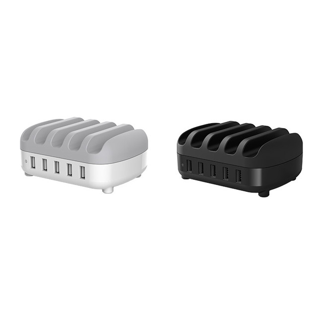 Station de chargement 5x USB intelligent pour téléphones et tablettes 40W (Blanc)