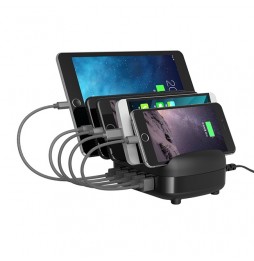 Station de chargement 5x USB intelligent pour téléphones et tablettes 40W (Noir) à 39,95 €