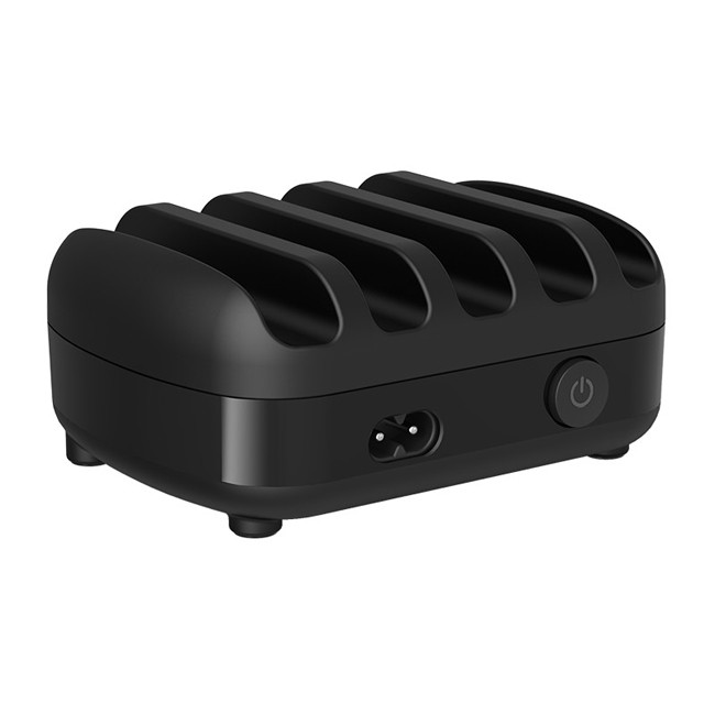 5x Smart USB Charging Station for Phones and Tablets 40W (Black)