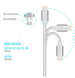 3m MFI zertifiziert Nylon USB Kabel für iPhone, iPad, AirPods 2.4A (Silber) für 21,95 €
