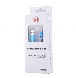 Câble USB de 3m certifié MFI en nylon pour iPhone, iPad, AirPods 2.4A (Bleu) à 21,95 €