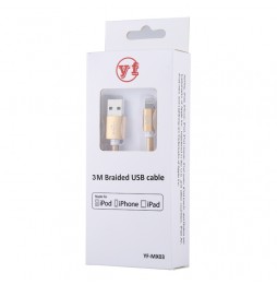 Câble USB de 3m certifié MFI en nylon pour iPhone, iPad, AirPods 2.4A (Or) à 21,95 €
