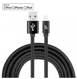 3m MFI Certified Nylon usb cable for iPhone, iPad, AirPods 2.4A (Black) at 21,95 €