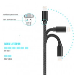 3m MFi gecertificeerd nylon USB kabel voor iPhone, iPad, AirPods 2.4A (Zwart) voor 21,95 €