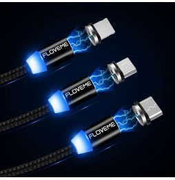 Lightning + Type-C + Micro USB kabel voor iPhone, Samsung, Huawei, Xiaomi... 1m 2A (Zilver) voor 12,50 €