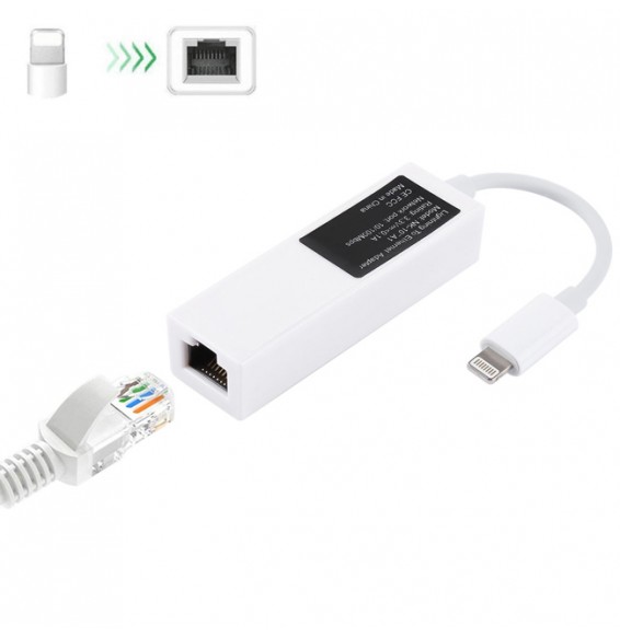 RJ45 Ethernet LAN Network to Lightning Adapter for iPhone, iPad