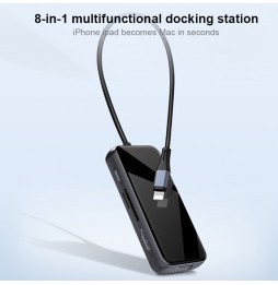 Multifunktions-8-in-1-Hub-Adapter 2x USB 3.0 + HDMI + VGA + SD / TF + 3,5-mm-Audioanschluss + Lightning für €39.95