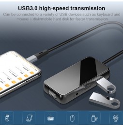 Multifunktions-8-in-1-Hub-Adapter 2x USB 3.0 + HDMI + VGA + SD / TF + 3,5-mm-Audioanschluss + Lightning für €39.95