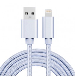 Câble Lightning vers USB pour iPhone, iPad, AirPods métal tissé 2m 3A (Argent) à 11,95 €