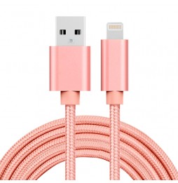 Lightning to USB cable for iPhone, iPad, AirPods woven metal 2m 3A (Rose Gold) at 11,95 €