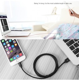 Lightning auf USB Kabel für iPhone, iPad, AirPods aus gewebtem Metall 2m 3A (Blau) für 11,95 €