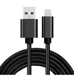 Câble Lightning vers USB pour iPhone, iPad, AirPods métal tissé 2m 3A (Noir) à 11,95 €