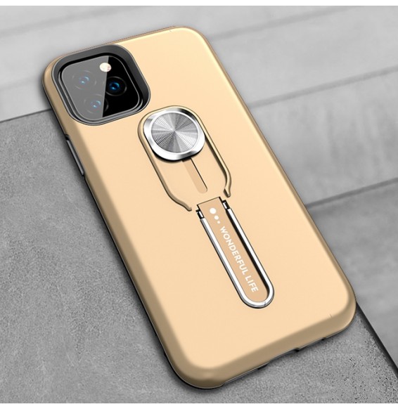 Shockproof Hard Case with Holder for iPhone 11 Pro (Gold)