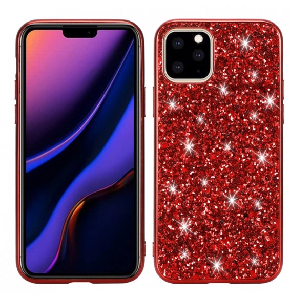 Glitter Powder Shockproof Case for iPhone 11 Pro (Red)