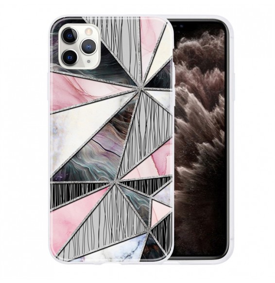 Translucent Geometric Marble Case for iPhone 11 Pro (Grey Triangle)