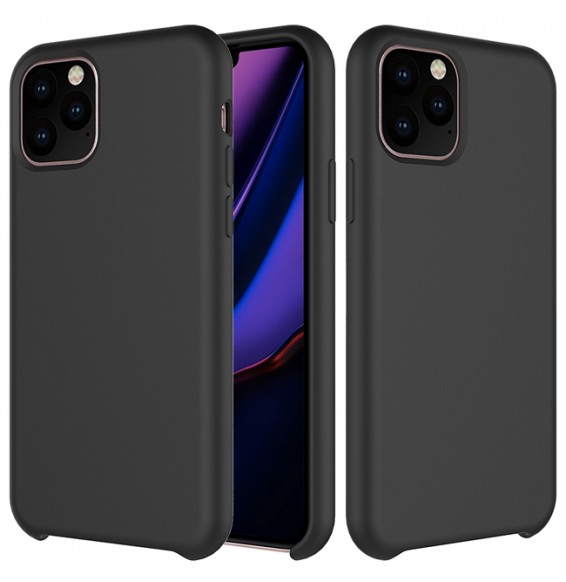 Solid Color Silicone Shockproof Case For iPhone 11 Pro (Black)