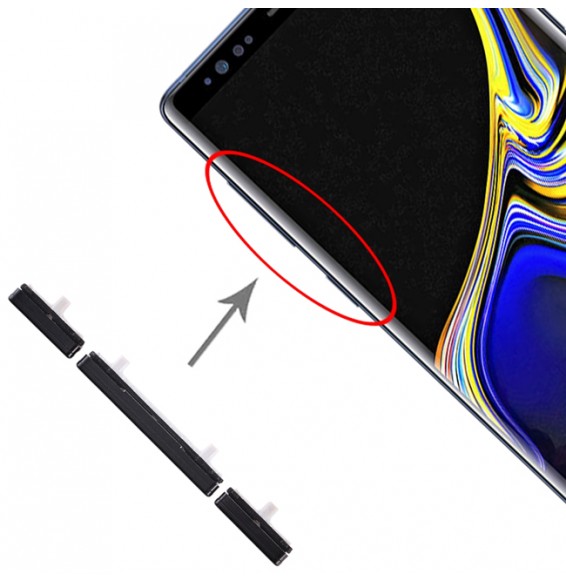 10x Boutons allumage + volume pour Samsung Galaxy Note 9 SM-N960 (Noir)