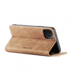 Leder Hülle mit Kartenfächern für iPhone 11 Pro Max CaseMe (Braun)